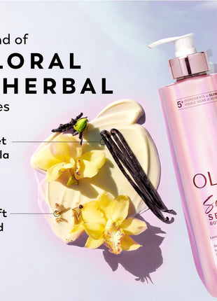 Olay Super Serum Hand & Body Lotion for Dry Skin, 24hr Long Lasting Hydration, 5+ Ingredient Complex for Bright Even Firm Luminous Skin, Sweet Vanilla & Soft Wood Scent, 18.5 fl oz