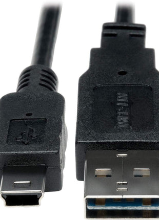 Tripp Lite Universal Reversible USB 2.0 Hi-Speed Converter Adapter Cable (Reversible A to 5Pin Mini-B M/M) 1-ft.(UR030-001), Black