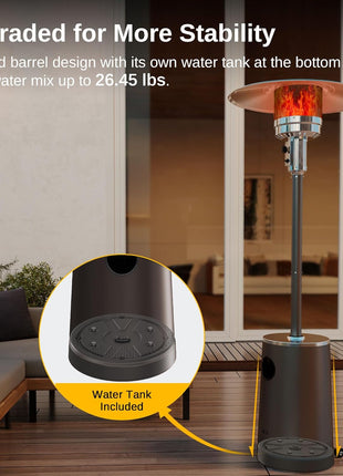 EAST OAK 50,000 BTU Patio Heater with Sand Box, Table Design, Double-Layer Stainless Steel Burner, Wheels, Triple Protection System, Outdoor Heater for Home and Residential, Pinecone
