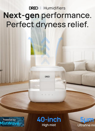 DREO 4L Humidifiers for Bedroom, 36H Runtime, 28 dB Quiet, HM311 | Easy to Refill & Clean, BPA-Free, Nightlight, Supersized Air Humidifiers for Large Room, Baby Nurseries, Plants, Indoor