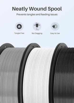 ELEGOO PLA Filament 1.75mm White 1KG, High Toughness PLA Plus 3D Printer Filament Dimensional Accuracy  0.02mm, 1kg Spool(2.2lbs) Fits for Most FDM 3D Printers