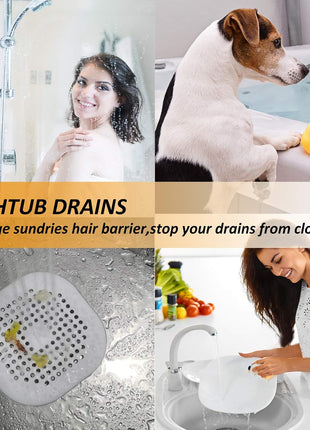 Bovinde Hair Drain Catcher,Square Cover for Shower 2 Pack (Sliver Grey) | Drainer Cover Silicone Hair Stopper with Suction Cups,Protector Accessories,Easy to Install Suit for Bathroom,Bathtub,Sink