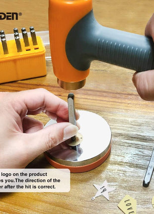 OWDEN Metal Stamps for Jewelry Making, Art Font Uppercase Letter Punch Set and Art Font Lowercase Letter Punch wtih 1 Set Number Punch Set Size:1/8 inch,3mm Stamps Hammer and Steel Bench Block