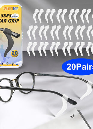 SMARTTOP Eyeglass Ear Grips -20 Pairs eye glasses ear grippers Anti-slip Holder, Silicone Ear Hook, eyeglasses ear grip Sleeve Retainer for Sports Glasses, Sunglasses Reading Glasses