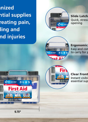 First Aid Only 91248 OSHA-Compliant First Aid Kit, All-Purpose 50-Person Emergency First Aid Kit for Business, Worksite, Home, and Car, 260 Pieces