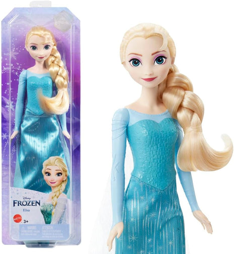 Mattel Disney Frozen Elsa Fashion Doll in Frozen 1 Look | Posable Doll in Signature Blue Dress with Cape, Skirt & Shoes and Braided Hair, Inspired by Disney Frozen