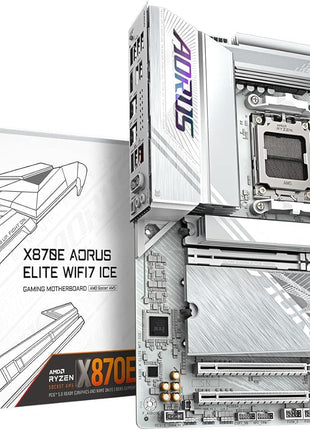 GIGABYTE X870E AORUS Elite WIFI7 ICE AMD AM5 LGA 1718 Motherboard, ATX, DDR5, 4X M.2, PCIe 5.0, USB4, WIFI7, 2.5GbE LAN, EZ-Latch, 5-Year Warranty