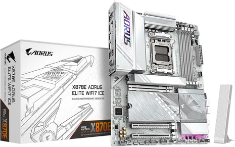 GIGABYTE X870E AORUS Elite WIFI7 ICE AMD AM5 LGA 1718 Motherboard, ATX, DDR5, 4X M.2, PCIe 5.0, USB4, WIFI7, 2.5GbE LAN, EZ-Latch, 5-Year Warranty