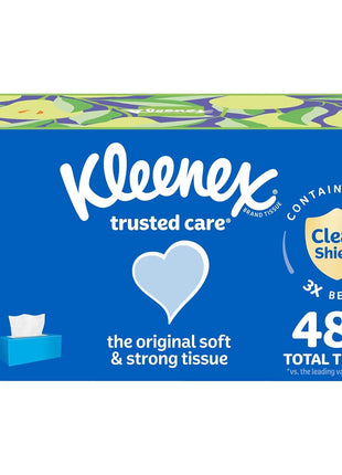 Kleenex Trusted Care Facial Tissues, 3 Flat Boxes, 160 Tissues per Box