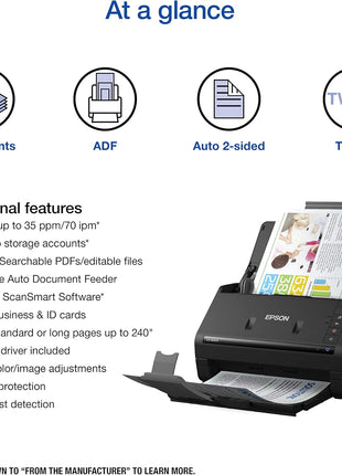 Epson Workforce ES-400 II Color Duplex Desktop Document Scanner for PC and Mac, with Auto Document Feeder (ADF) (Renewed)