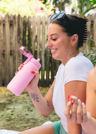 Ello Cooper 18oz Insulated Stainless Kids Water Bottle with Straw, Bubblegum