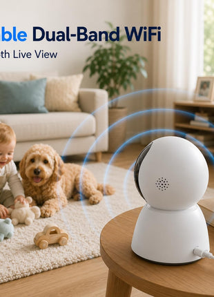 Baby Monitor with Camera and Audio, 3MP Baby Camera for Room, 355° Pan Tilt, Smart Motion Tracking, 3X Zoom, Color Night Vision, Two-Way Talk, 5G/2.4G WiFi, SD/Cloud, 2 Pack