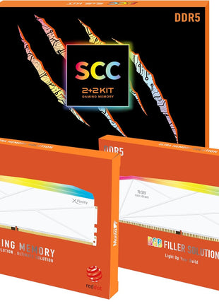 V-Color DDR5 SCC KIT 2+2 Manta XFinity 32GB(16GBx2) 7200MHz with RGB Filler kit CL34 1.4V SK Hynix IC RGB Gaming Desktop Upgrade RAM Memory Module - White (TMXFL1672834WW-DW)