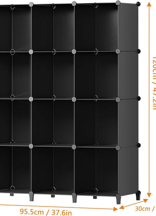 Closet Organizers and Storage, 12 Cube Storage Organizer, Portable Closet Organization Clothes Shelves for Kids, Closet, Bedroom, Bathroom, Office, Black