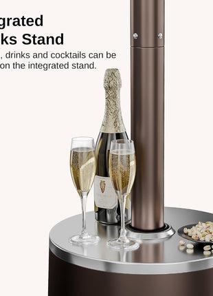 EAST OAK 50,000 BTU Patio Heater with Sand Box, Table Design, Double-Layer Stainless Steel Burner, Wheels, Triple Protection System, Outdoor Heater for Home and Residential, Pinecone