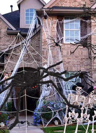 OCATO 200" Halloween Decorations Spider Web Outdoor +59" Giant Spider Décor | Halloween Decorations Outdoor/Indoor, Yard/Home/Costumes Parties/Haunted House Décor, Triangular Huge Spiders Web