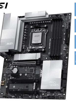 MSI PRO X870E-P WiFi Motherboard, ATX - Supports AMD Ryzen 9000/8000 / 7000 Processors, AM5-60A SPS VRM, DDR5 Memory Boost (8200+ MT/s OC), PCIe 5.0 x16 & 4.0 x16, M.2 Gen5, Wi-Fi 7, 5G LAN