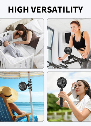 AMACOOL Battery Operated Stroller Fan, Portable Clip On Fan Rechargeable | Baby Travel Essentials for Beach Disney, Newborn Boy & Girl Gifts Registry Search, Cooling for Car Seat Wagon Crib Treadmill