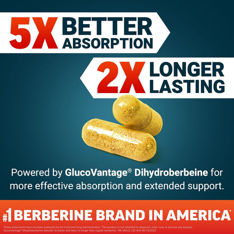 Force Factor Ultra Berberine Enhanced Absorption | with Ceylon Cinnamon, Dihydroberberine & Chromium, 5X Better Absorption, Lasts 2X Longer, 60 Vegetable Capsules