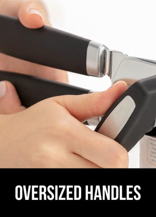 GORILLA GRIP Heavy Duty Stainless Steel Smooth Edge Manual Can Opener and Bottle Openers, Soft Comfortable Handle, Oversized Handheld Turn Knob, US Designed Multifunctional Kitchen Tool, Black