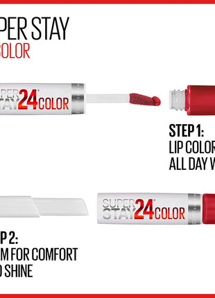 Maybelline Super Stay 24, 2-Step Liquid Lipstick Makeup, Long Lasting Highly Pigmented Color with Moisturizing Balm, Blush On, Pink, 1 Count