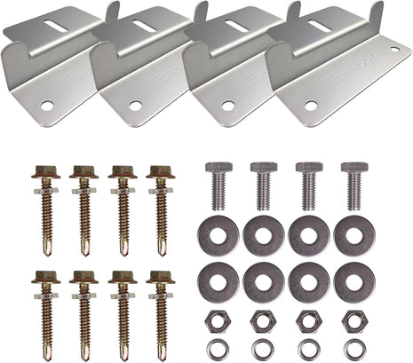 Renogy Solar Panel Mounting Z Brackets Lightweight Aluminum Corrosion-Free Construction for RVs, Trailers, Boats, Yachts, Wall and Other Off Gird Roof Installation, one set of 4 Units,Gray