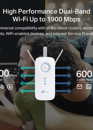 TP-Link AC1900 WiFi Range Extender RE550 | Dual-Band Wireless Repeater Amplifier w/Gigabit Ethernet Port | Up to 2200 Sq. Ft., 32 Devices | Internet Signal Booster | APP Setup | EasyMesh Compatible