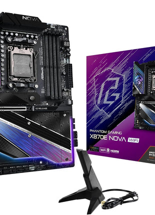 ASRock Phantom Gaming X870E Nova WiFi Socket AM5 AMD Ryzen X870 DDR5 DIMMs 8200 MHz 256 GB ATX Motherboard USB4