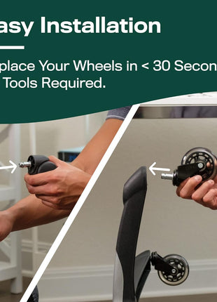The Office Oasis Original Rollerblade Office Chair Wheels (As Seen On PBS) - Incredibly Smooth & Quiet Casters - Safe for Hardwood Floors & Carpet - Easy Installation with Universal Fit - Set of 5