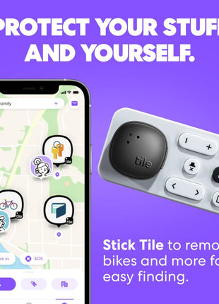 Life360 Tile Sticker - Small Bluetooth Tracker, Remote Finder and Item Locator for Bikes, Glasses and More. Both iOS and Android Compatible. Phone Finder. 2-Pack (Black)