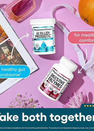 Physician's Choice Probiotics 60 Billion CFU   10 Strains + Organic Prebiotics   Immune, Digestive & Gut Health   Supports Occasional Constipation, Diarrhea, Gas & Bloating   for Women & Men   30ct