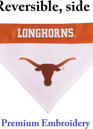 Pets First Collegiate Pet Accessories, Reversible Bandana, Texas Longhorns, Small/Medium