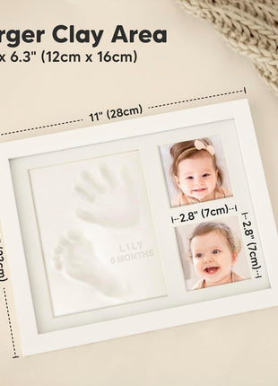 Baby Hand and Footprint Kit Quick Dry Clay Baby Footprints (Alpine White) | Pets Paw Kit, Newborn Keepsake Picture Frame for Boys, Girls, Personalized New Mom Gifts for Shower & Registry, Grandparents