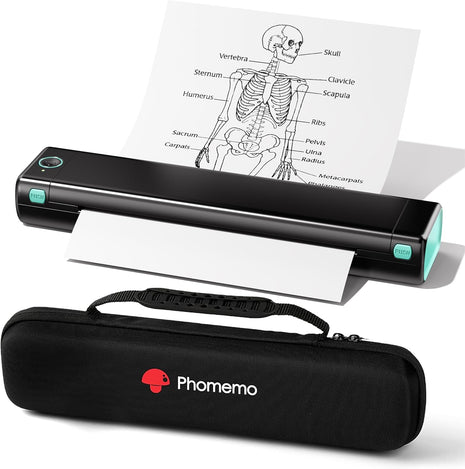Phomemo Portable Printers Wireless for Travel - Bluetooth Thermal Printer Supports 8.5" X 11" Letter, Inkless Printer Compatible with Phone Laptop for Home Use Car School Office, Come with Carry Case