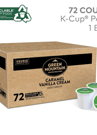 Green Mountain Coffee Roasters Caramel Vanilla Cream Keurig Single-Serve K-Cup pods, Light Roast Coffee, 72 Count