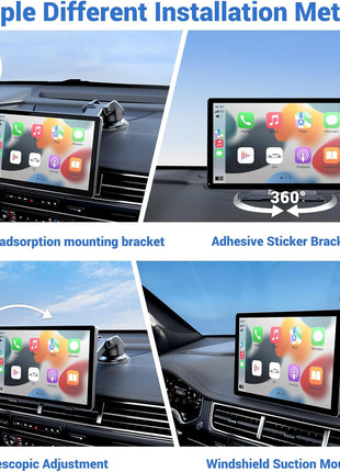9" Wireless Apple Carplay Screen for Car & Android Auto with Backup Camera | Portable Touchscreen with OTA Update, GPS Navigation/Mirror Link/Voice Control/5.0 Bluetooth
