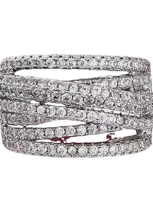 S925 Sterling Silver Luxury Fashion Shiny Full Diamond Multilayer Geometric Ring Cubic Zirconia Rings Anniversary Ring CZ Diamond Eternity Engagement Wedding Rings Women Jewelry Size 6-10 CZC704
