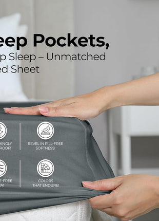 Utopia Bedding Queen Fitted Sheet   Bottom Sheet   Deep Pocket   Soft Microfiber   Shrinkage and Fade Resistant   Easy Care  1 Fitted Sheet Only (Grey)