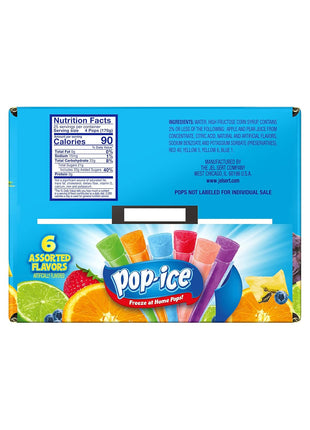 Pop Ice Popsicle Variety Pack of 1 Oz Freezer Bars, Assorted Flavors, 80 Count