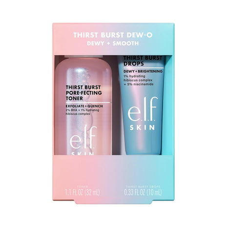 e.l.f. SKIN Thirst Burst Dew-O, Travel-Sized Skincare Set, Exfoliating Facial Toner & Hydrating Serum Drops, Gives Skin A Dewy, Bouncy Glow, Vegan & Cruelty-Free