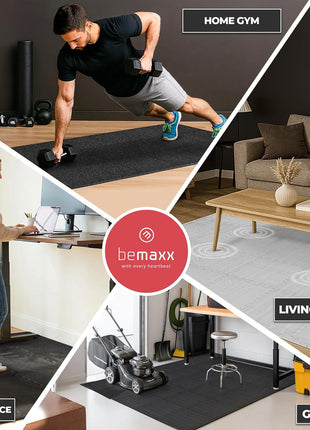 bemaxx Gym Mats Set - 18 pcs EVA Interlocking Foam Floor Tiles (12.6 inchx12.6 inchx0.4 inch) 18sqft Protective Gym Flooring Sports Home Workout Exercise Mats Puzzle Garage Fitness Play-Room Pool Treadmill Bike