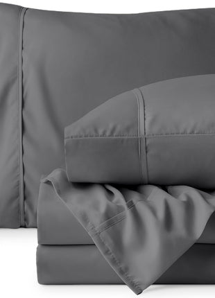 Bare Home Twin xL Sheet Set   College Dorm Size   Luxury 1800 Ultra Soft Microfiber Twin Extra Long Bed Sheets   Deep Pockets   Easy Fit   Extra Soft   3 Piece Set   (Twin xL, Grey)
