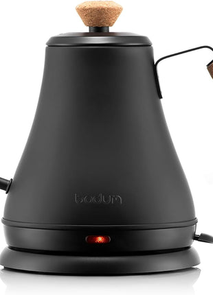 Bodum 27oz Bistro Gooseneck Electric Water Kettle, Pour Over Coffee & Tea, Stainless Steel, Matte Black