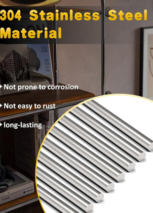 12Pcs 3 mm x 300 mm 304 Stainless Steel Rod, Metal Shaft | Stainless Steel Smooth Rods for Industry, Metal Working Hobbies and DIY Craft