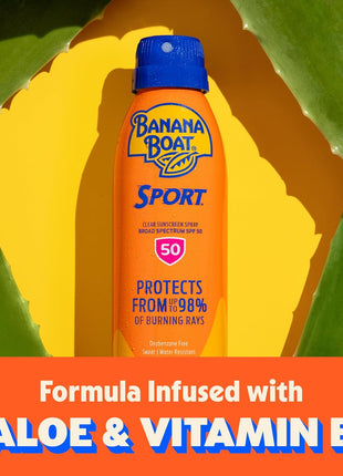 Banana Boat Sport Ultra SPF 50 Sunscreen Spray | Banana Boat Sunscreen Spray SPF 50, Water Resistant, Oxybenzone Free, Sunblock, 6oz each Twin Pack