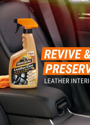 Armor All Car Leather Cleaner Spray, Beeswax Leather Care Spray for Cars, Trucks, Motorcycles, 16 Oz Each