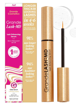 Grande Cosmetics GrandeLASH-MD Lash Enhancing Serum - Peptide & Vitamin Infused Formula for Longer, Thicker, Fuller Looking Lashes - Ophthalmologist Tested, Cruelty-Free
