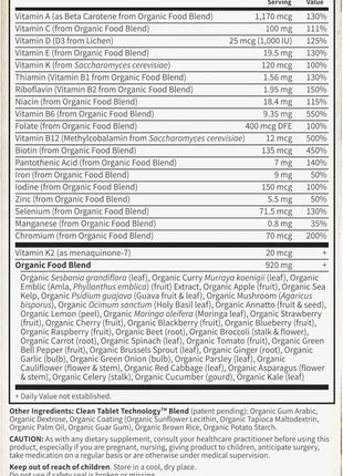 Garden of Life Organics Women's Multivitamin, USDA Organic, 60 Tablets | Vitamin C, D3, Folate, B12, Biotin & Iron, Energy, Heart Health & Radiant Skin, Non-GMO, Vegan