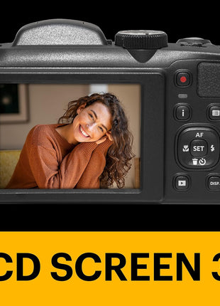 Kodak PIXPRO AZ255-BK 16MP Digital Camera 25X Optical Zoom 24mm Wide Angle Lens Optical Image Stabilization 1080P Full HD Video 3 inch LCD Vlogging Camera (Black)