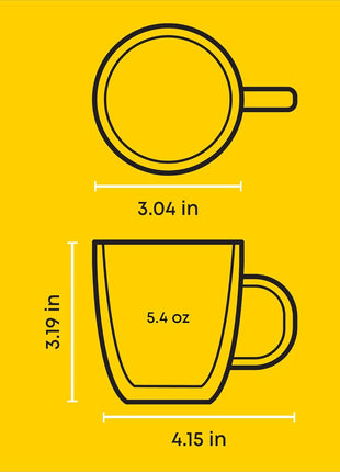 JoyJolt Savor Double Wall Insulated Glasses Espresso Mugs (Set of 2) - 5.4-Ounces